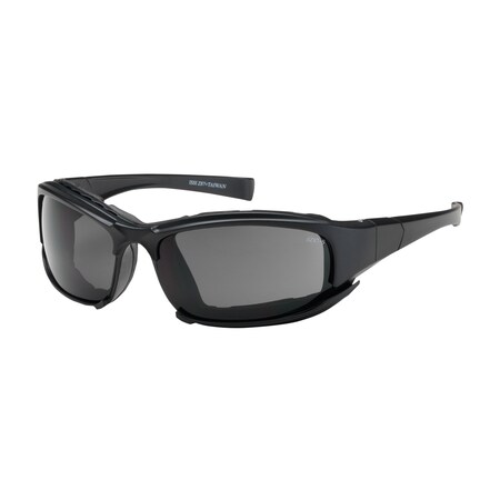 Pip Full Frame Safety Glasses with Black Frame, Rubber Foam Padding, Gray Lens and Anti-Scratch / 250-CE-10091